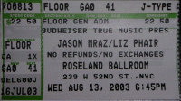 liz phair new york ticket (roseland 2003/08/13)